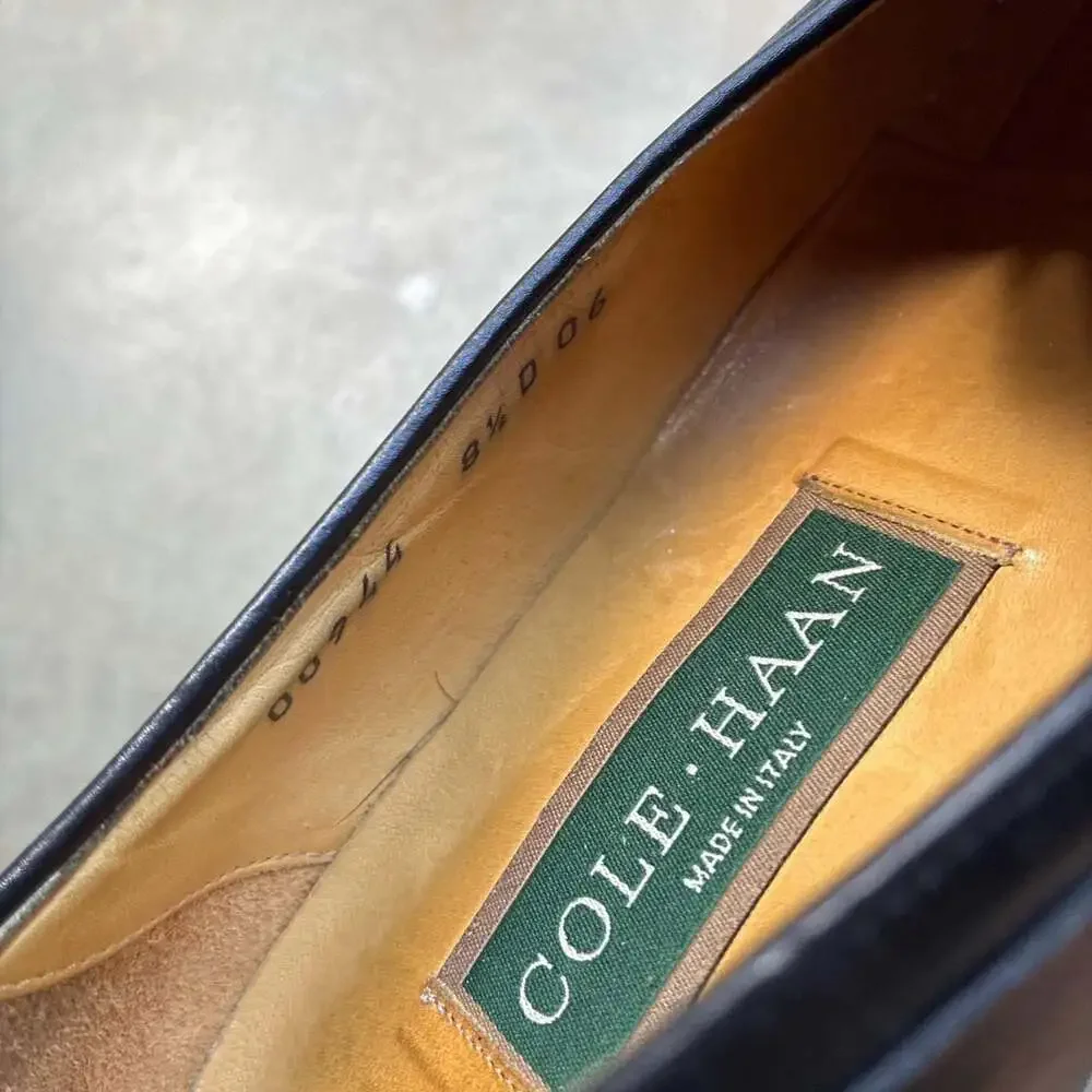 Cole Haan Vintage Tassel Loafers Black Made In Italy 8.5 D